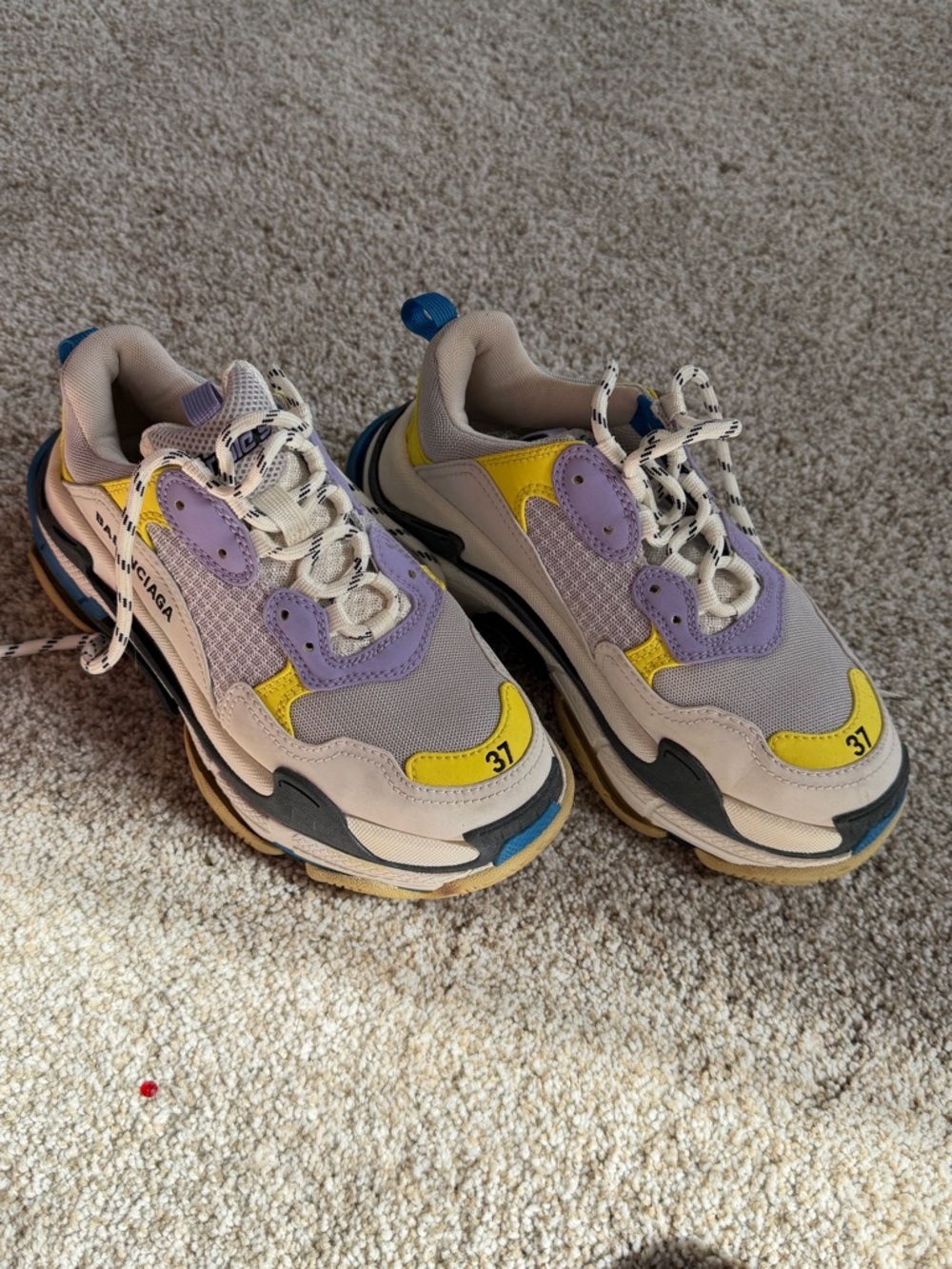 Balenciaga Chunky Sneakers with Lavender, Blue & Yellow Accents